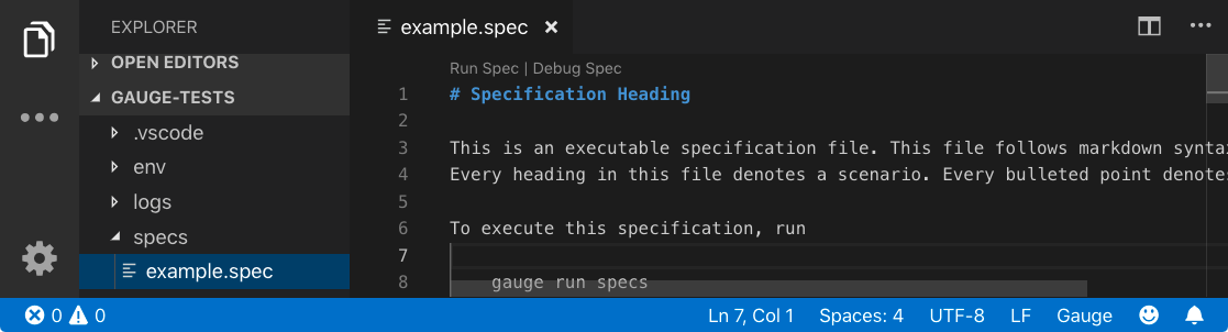 Open example.spec file